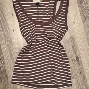 Universal Thread Chocolate and Cream Striped Tank Top